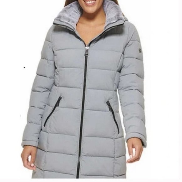 BRAND NEW Andrew Marc Sorona Aura Parka Gray w/ Hooded Gray Fur Size Small - Picture 1 of 2